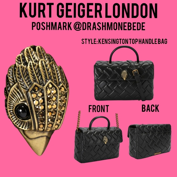 Kurt Geiger (NWT) Kensington Top Handle Bag or Crossbody I Leather & Chain Strap - Picture 7 of 10